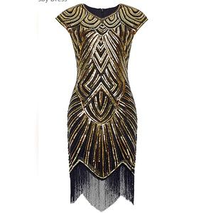 BABEYOND Women's Flapper Dresses 1920s Beaded Fringed Great Gatsby Dress